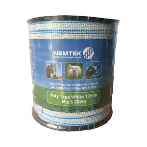 Poly Tape White 12mm Mix 5 - 200m
