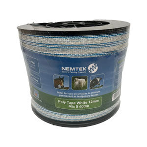 Poly Tape White 12mm Mix 5 - 400m